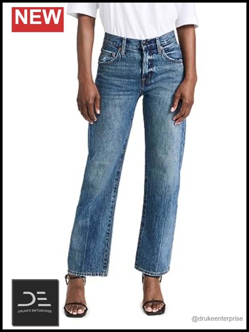 Pistola Lexi Mid Rise Bow Detail Straight Leg Jeans